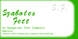 szabolcs fett business card